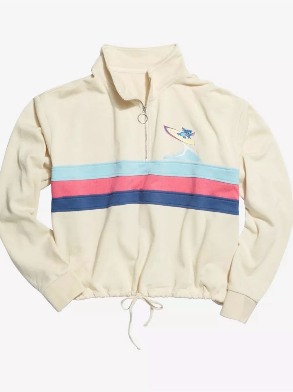 Disney Her Universe Stitch Surfing Cropped Quarter-Zip Sweatshirt Small